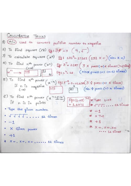 First page of Calculator tricks