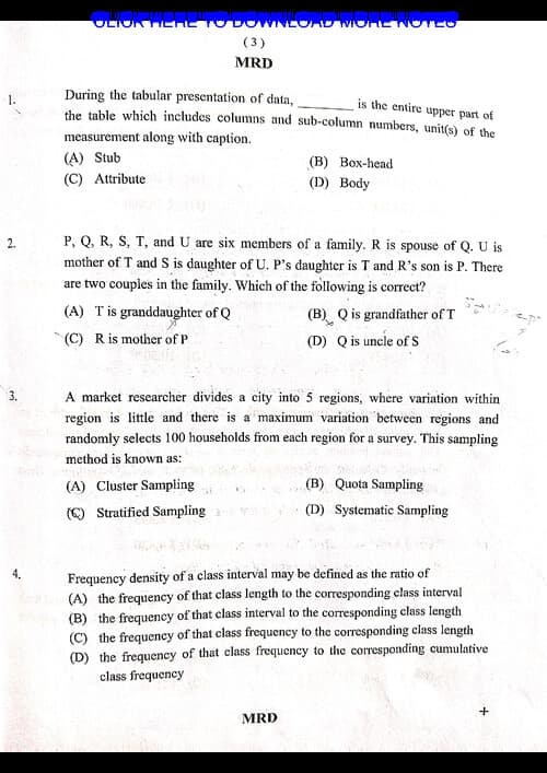 First page of Jan 2026 - Quantitative Aptitude QUESTION PAPER