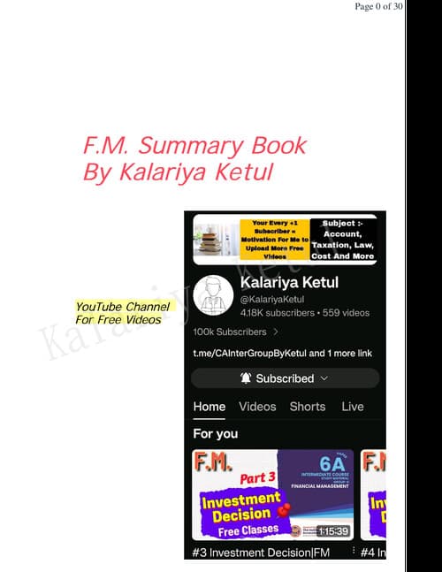 First page of FM Summary Book