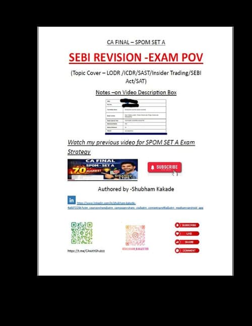 First page of SPOM SET A - SEBI EXAM CASE STUDY Must revise before appearing for SPOM exam ...!!