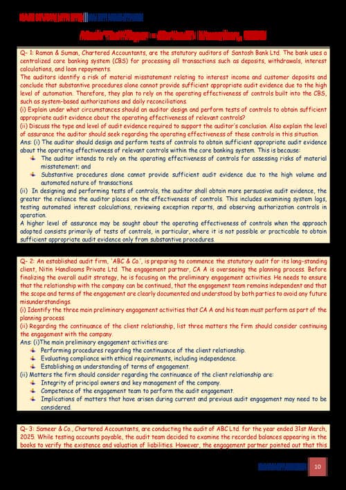 First page of CA Inter Audit Case Study (RTP, MTP) By CA Ankit Oberoi
