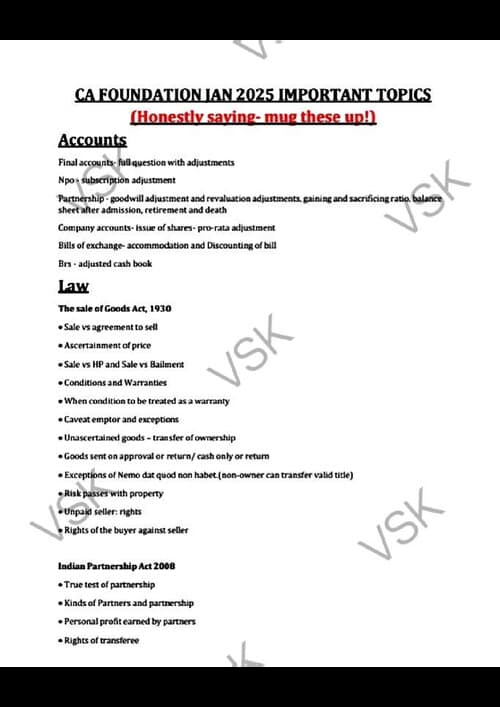 First page of Important Topics
