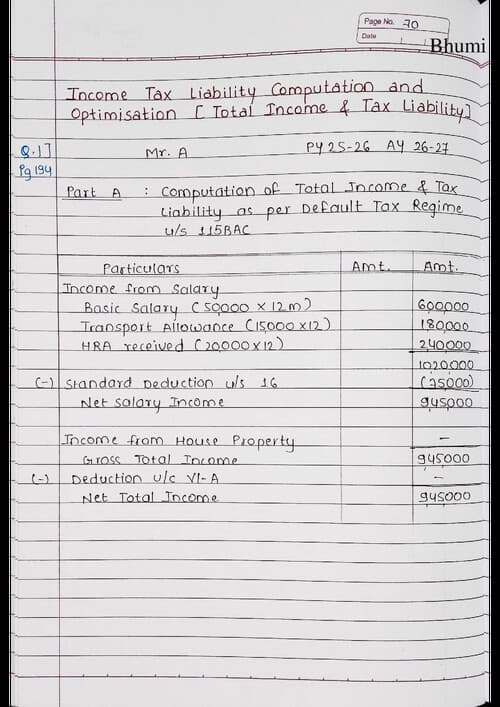 First page of DT Total Income solutions by BB Sir for May 26 and onwards.