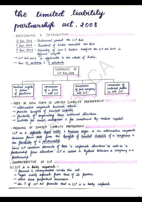First page of The LLP ACT 2008 NOTES