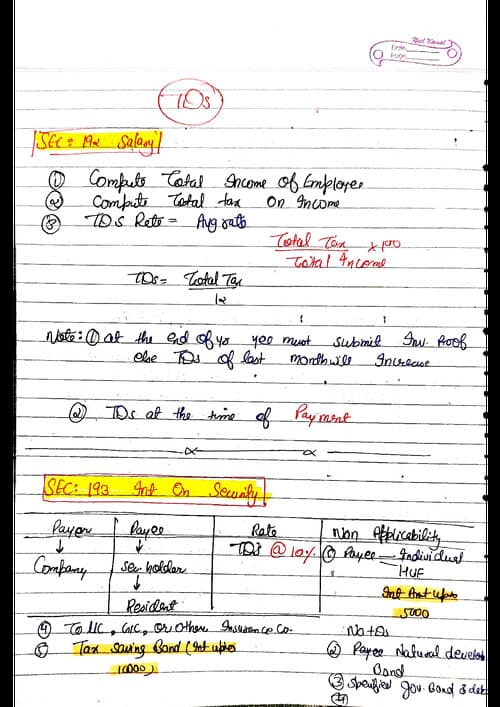 First page of Ca intermediate TDS Notes