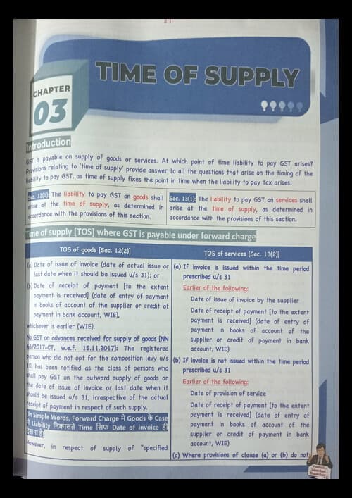 First page of GST Time of supply notes by yashwanth mangal sir