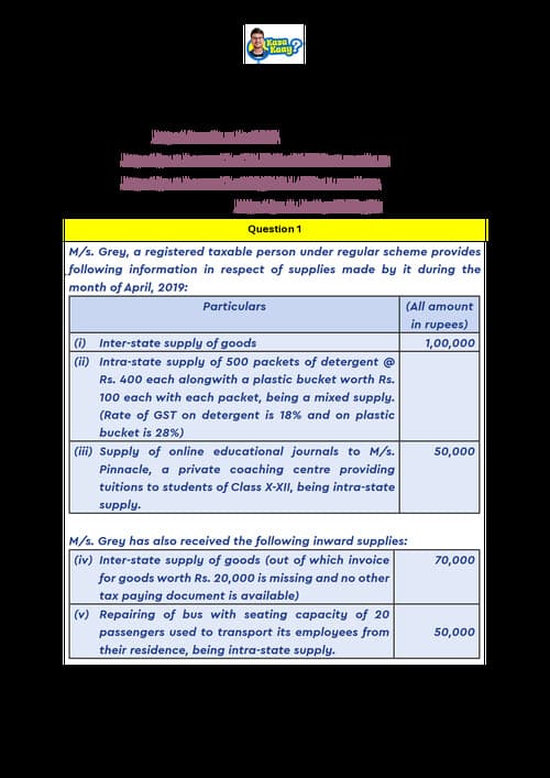 First page of CA INTER GST LIABILITY QUESTION BY AMIT MAHAJAN