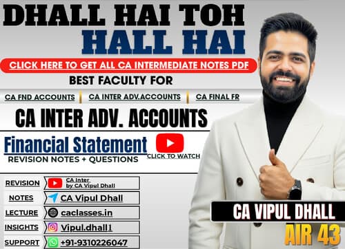 First page of CA Inter Adv. Accounts - Financial Statement Notes by CA Vipul Dhall