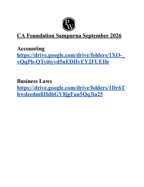 First page of Ca foundation sampurna september 26 drive link, which includes accounts practice questions detailed solutions and other resources just check it...