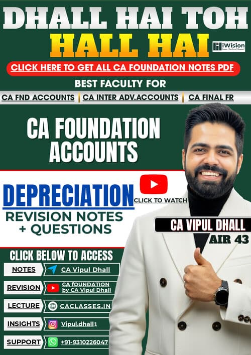 First page of CA Foundation Accounts - Depreciation Notes by CA Vipul Dhall