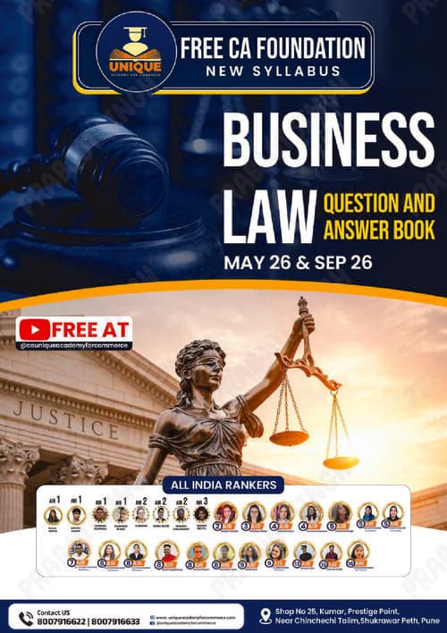 First page of Ca foundation law question bank compiler containing all PYQ, MTP, RTP for May and sep 26
