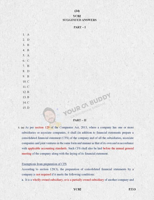 First page of Answer of all India mock test of law