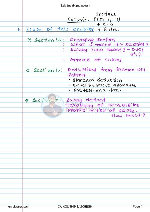 First page of Salary handwritten and questions