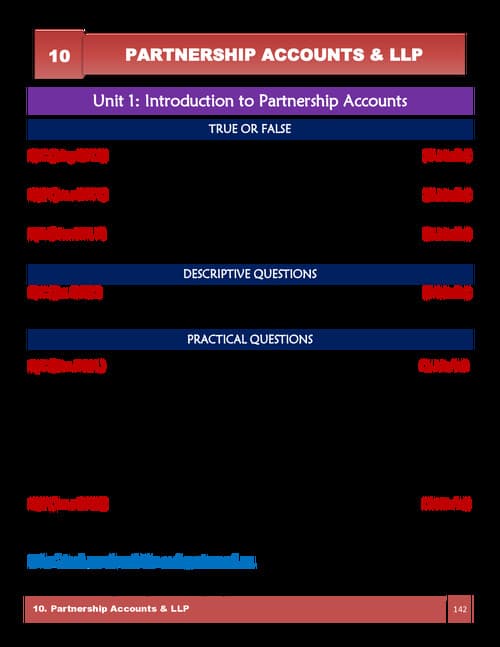 First page of CH 10 Partnership A/C & LLP Questions