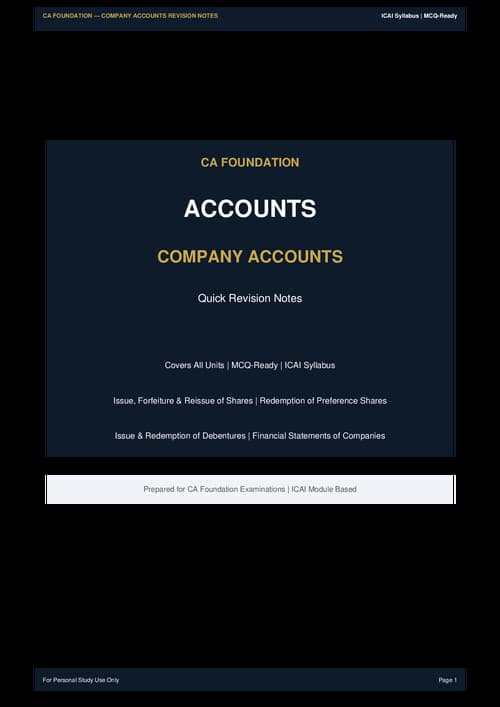 First page of CA FOUNDATION COMPANY ACCOUNTS LAST MINUTE REVISION