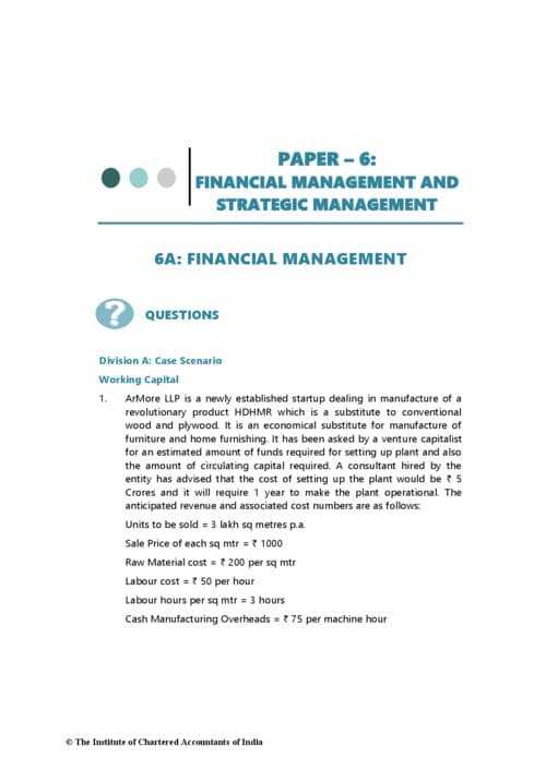 First page of CA INTERMEDIATE SUBJECT:- FMSM RTP FROM MAY 2024 TO MAY 2026