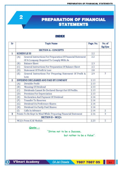First page of Preparation of financial statements