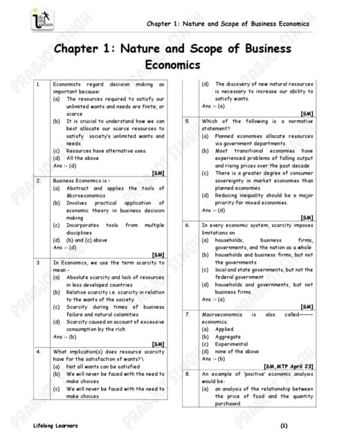 First page of Economics life long learners Question Bank Relevant for sep attempt and onwards ◔‿◔ ●KISI KO PW KE LEC FREE OF COST CHAHIYE ?? ☆DM ME ON TG - @DpandeyRrrrr