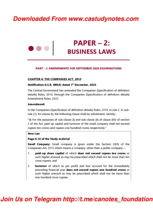 First page of CA FOUNDATION RTP SEP. 2026 BUSINESS LAW