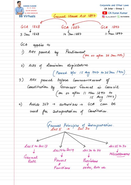 First page of GCA Handwritten Notes
