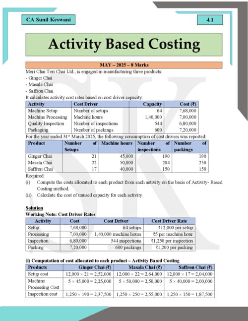 First page of Costing complier of activity based costing