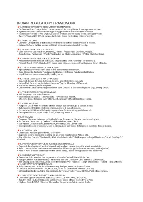 First page of INDIAN REGULATORY FRAMEWORK