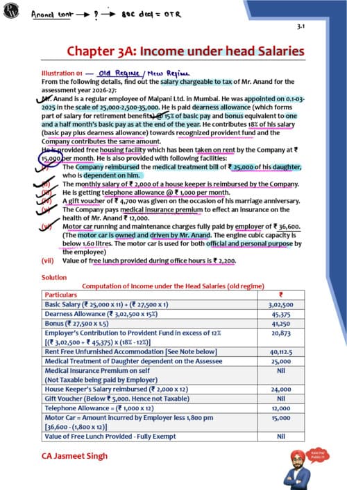 First page of Sep 2026, Salary (QB) by CA Jasmeet Sir