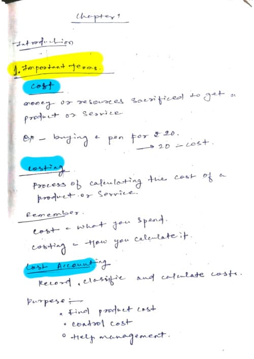 First page of Everything covered in detail Costing chapter 1