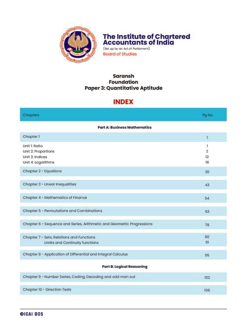 First page of ICAI Quants saaransh notes