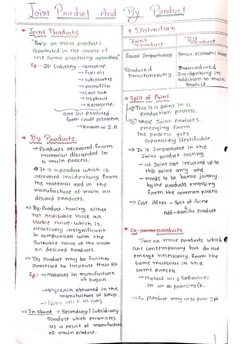 First page of CA INTER COSTING CH:-11 joint and by product Handwritten notes easy for effective reading