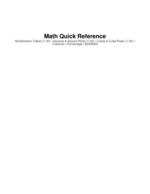 First page of Basic mathematics rules