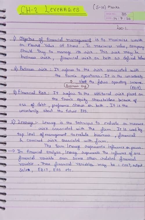 First page of FM ~ leverages