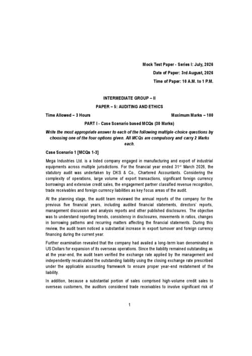 First page of Audit MTP September 26 series 1