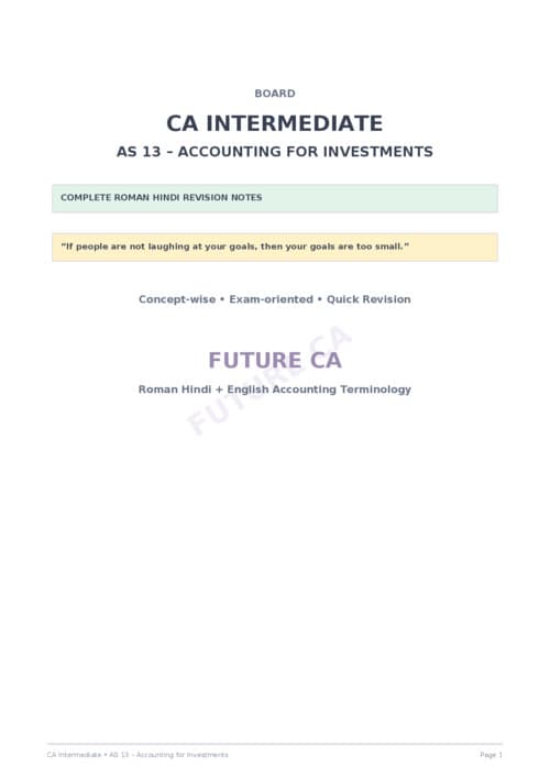First page of HOW'S THIS...? As 13 Accounting For Investment