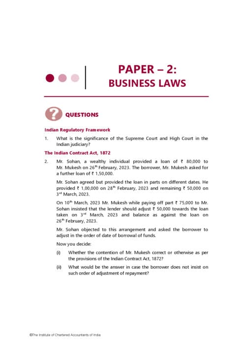 First page of Test papers