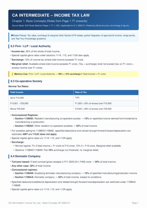 First page of Short notes on basic concept on income tax on other than individual