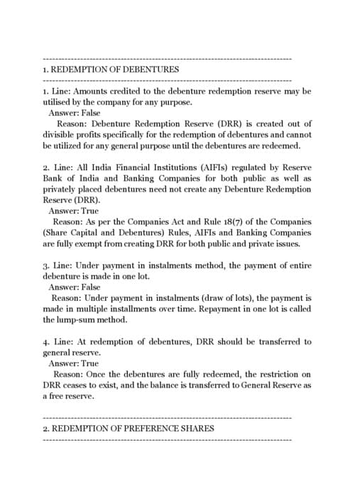First page of ALL TRUE/FALSE WITH REASON OF ACCOUNTS BY CA HARDIK MANCHANDA