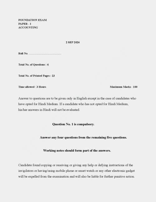 First page of New type of questions from accounts MTP
