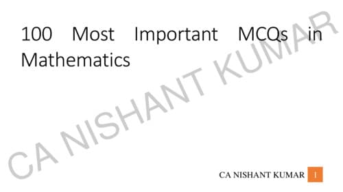 First page of 100 most important MCQ in mathematics