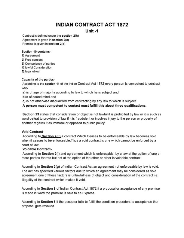 Law Ch 1 Indian Contract Act 1872