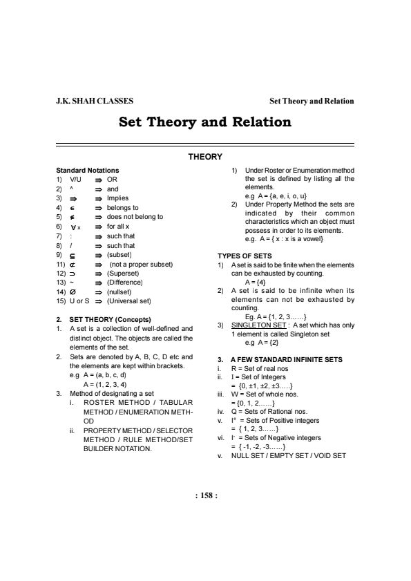 Sets Theory and Relation