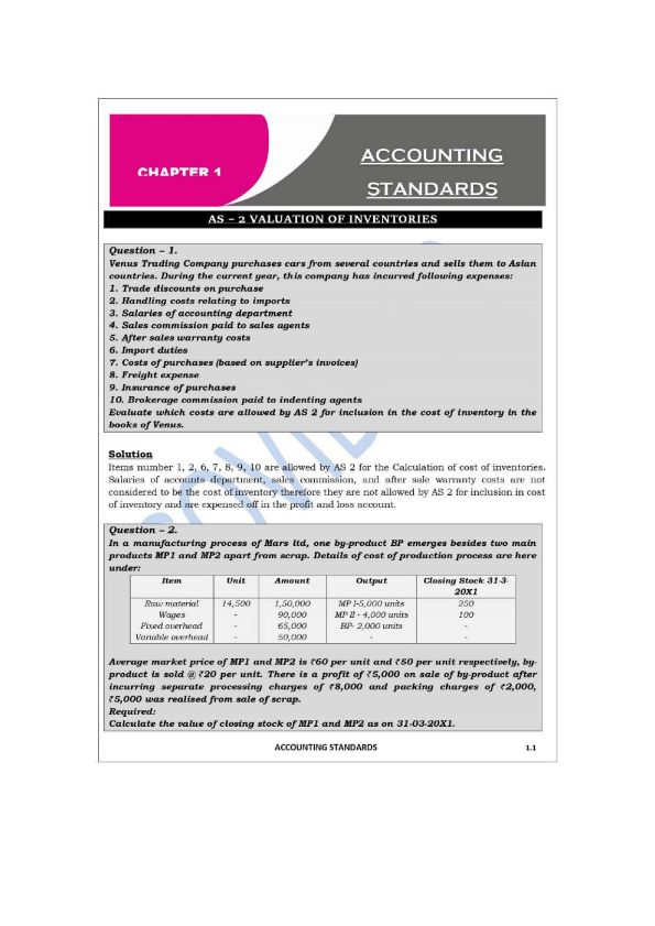Accounting Standards Question Bank for Practice 
