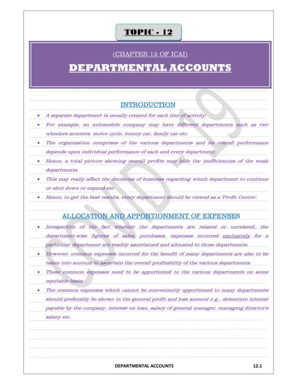 Departmental Accounts Detailed Notes 