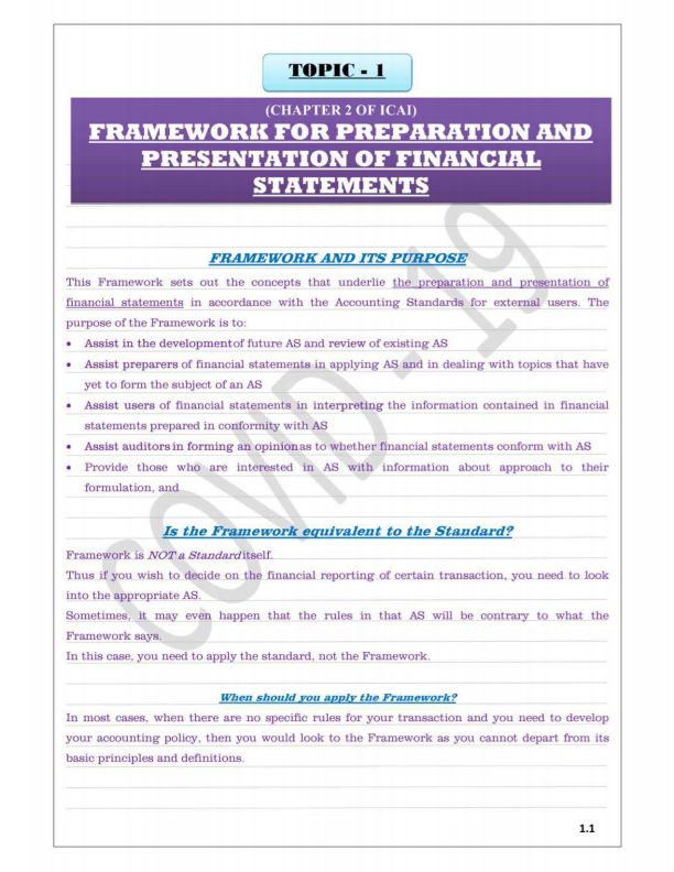 Framework for Preparation and Presentation of Financial Statements Detailed Notes