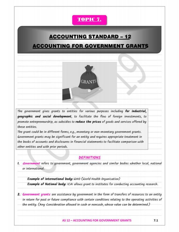 AS-12 Accounting for Govt Grants Detailed Notes