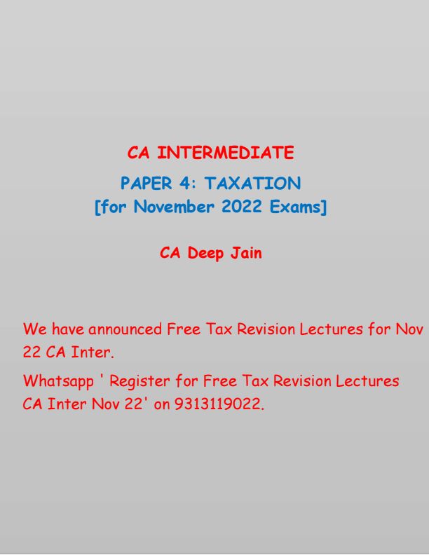 Taxation Notes by CA Deep Jain
