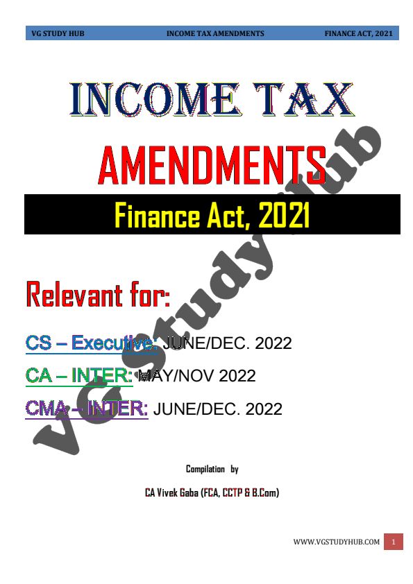 Taxation Amendments by CA Vivek Gaba