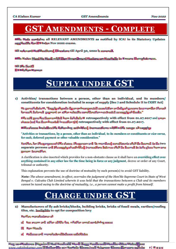 Taxation Amendments by CA Kishan Kumar 