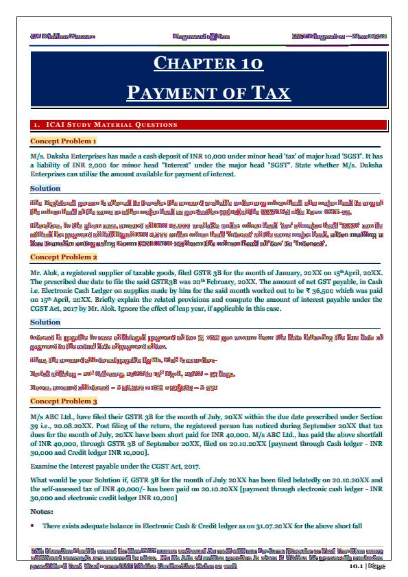 Chapter 10 Payment of Taxes MCQs by CA Kishan Kumar 