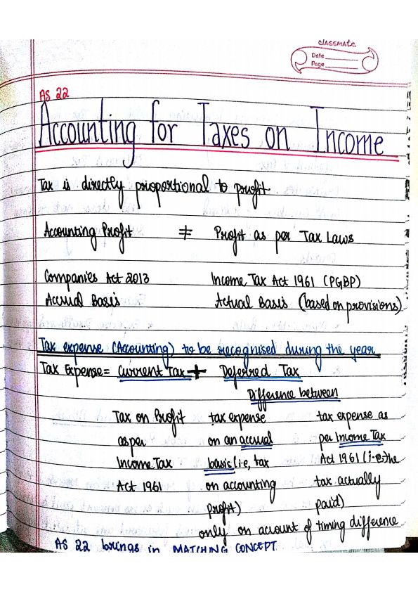 AS 22_ Accounting for Taxes on Income Handwritten Notes